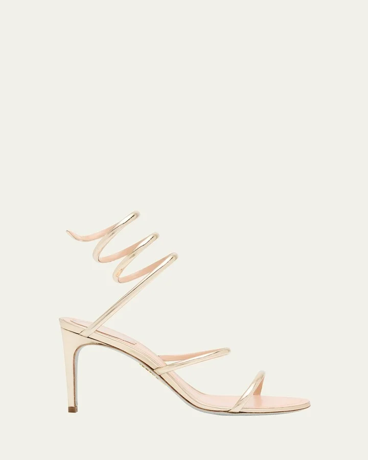 Mirror Snake-Wrap Stiletto Sandals