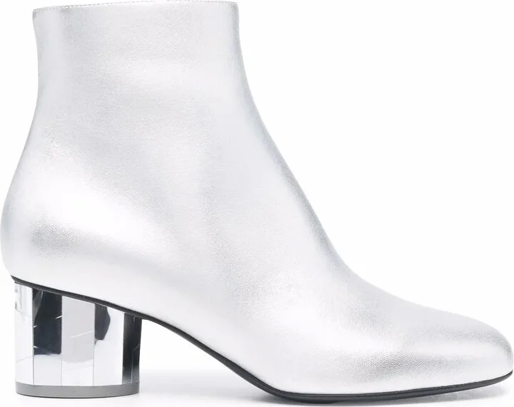Mirrored heel leather ankle boots