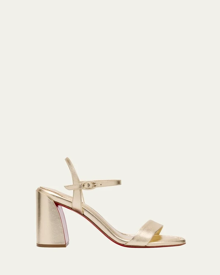 Miss Jane Metallic Red Sole Ankle-Strap Sandals
