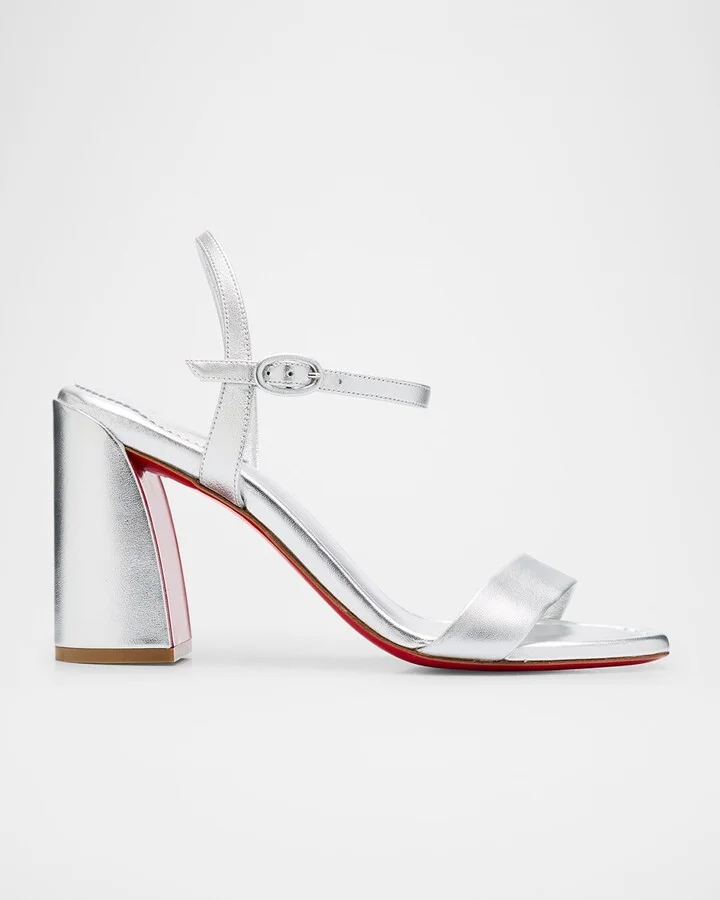 Miss Jane Metallic Red Sole Ankle-Strap Sandals