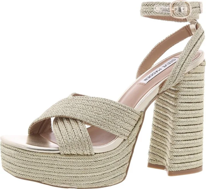 Miss Womens Criss-Cross Textured Platform Sandals
