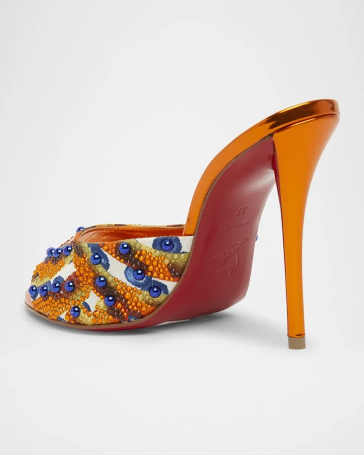 Miss Z Beaded Red Sole Mule Sandals - Image 2