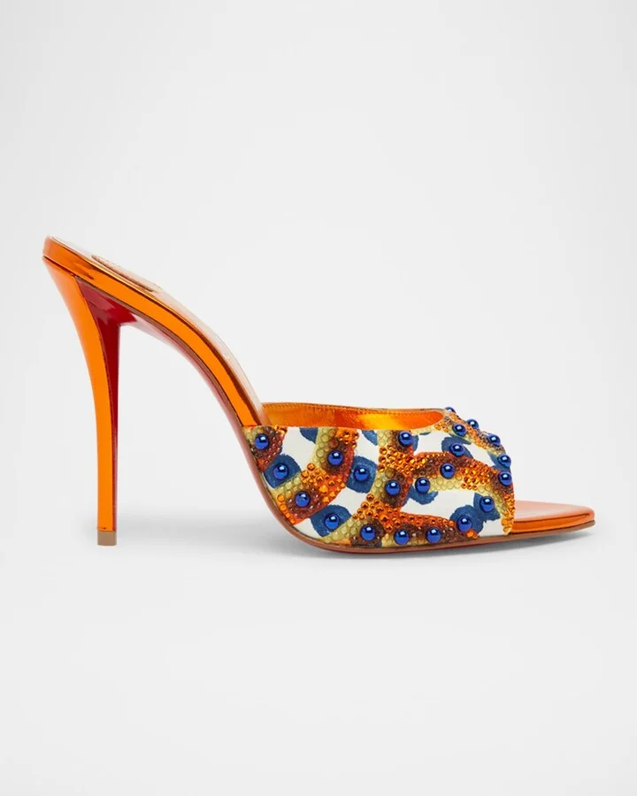 Miss Z Beaded Red Sole Mule Sandals