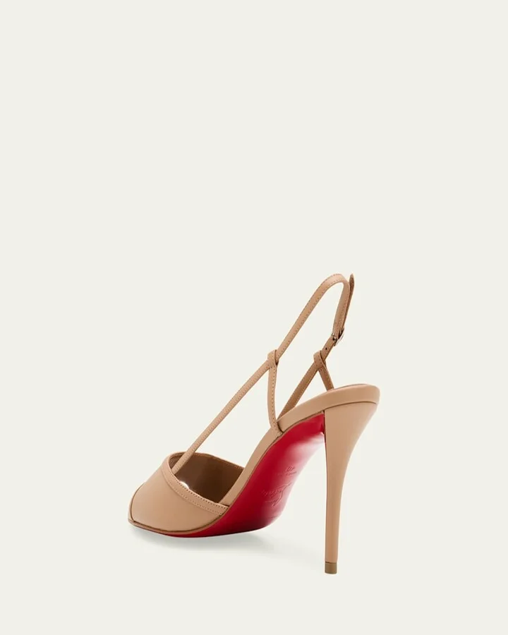Miss Z Leather Red Sole Slingback Sandals - Image 4