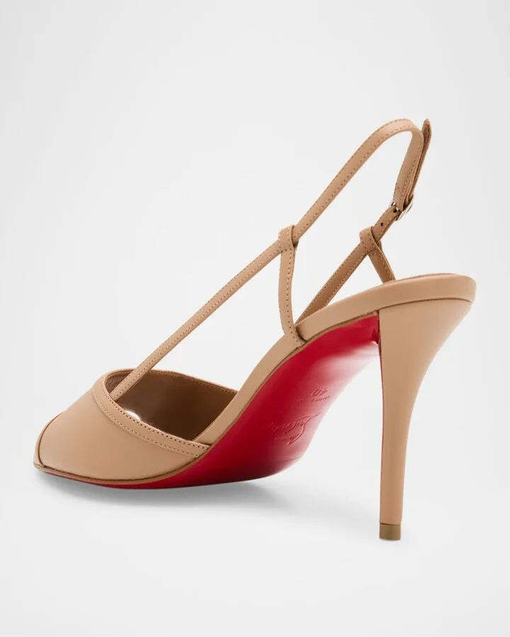 Miss Z Leather Red Sole Slingback Sandals - Image 3