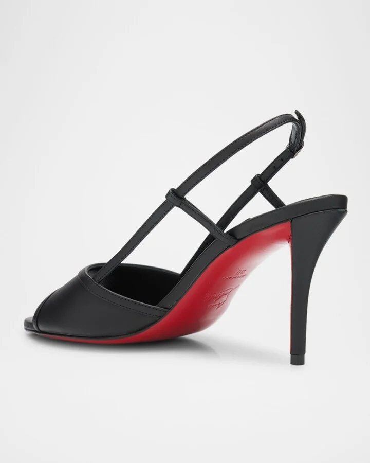 Miss Z Leather Red Sole Slingback Sandals - Image 4