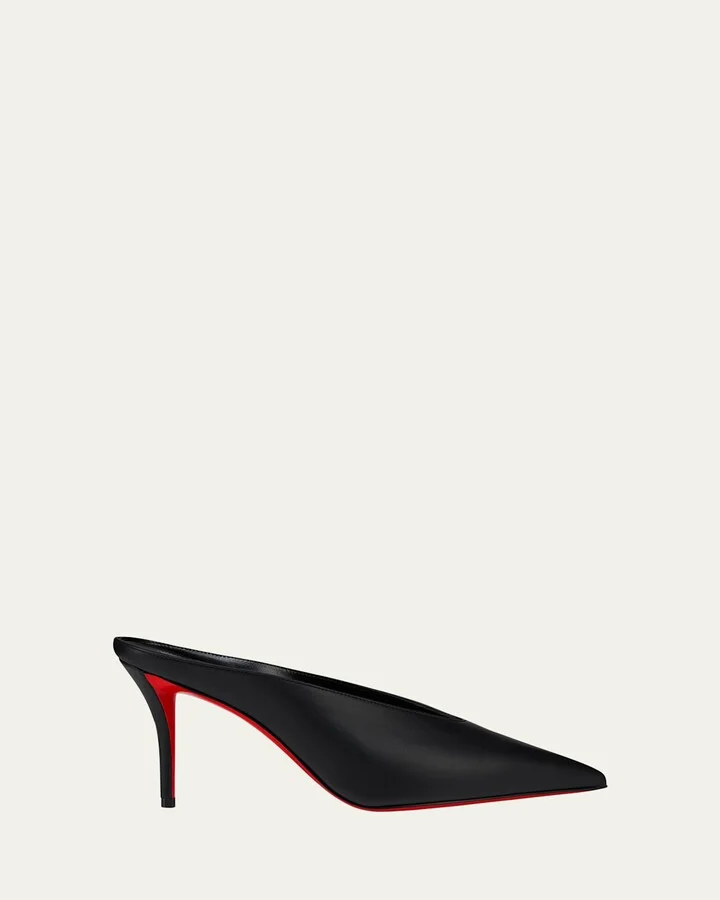 Miss Z Leather Red Sole Stiletto Mules