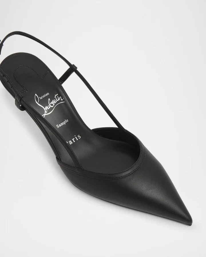 Miss Z Leather Slingback Red Sole Pumps - Image 4