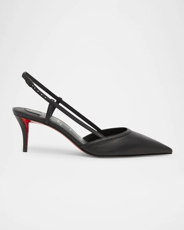 Miss Z Leather Slingback Red Sole Pumps