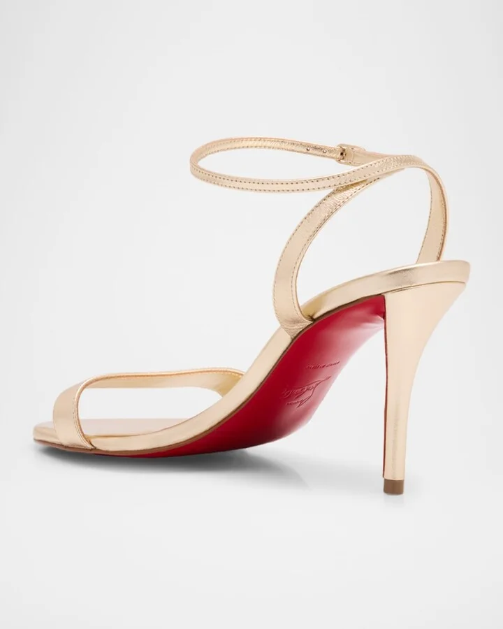 Miss Z Metallic Leather Red Sole Sandals - Image 2
