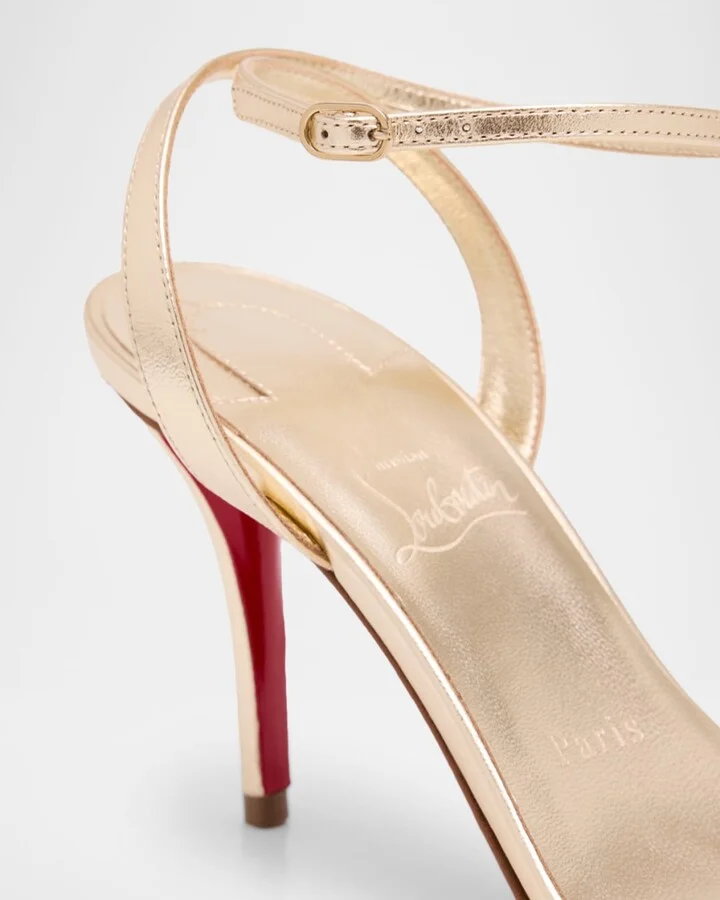 Miss Z Metallic Leather Red Sole Sandals - Image 3