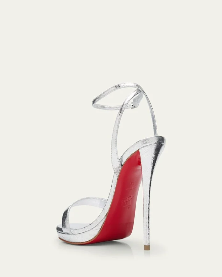 Miss Z Metallic Leather Red Sole Sandals - Image 2