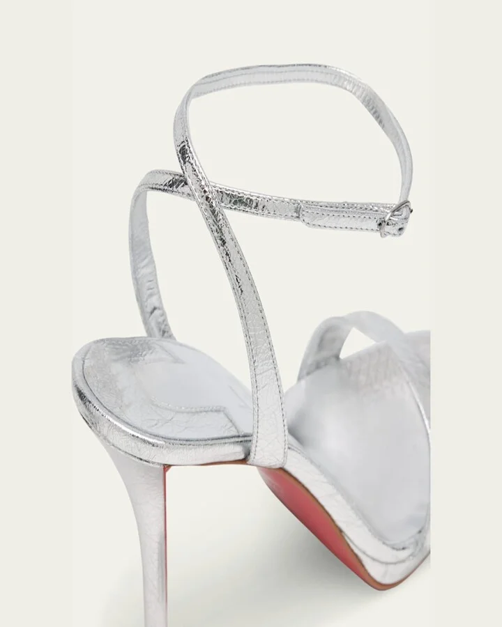 Miss Z Metallic Leather Red Sole Sandals - Image 3