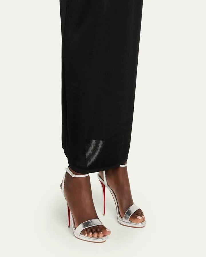Miss Z Metallic Leather Red Sole Sandals - Image 5