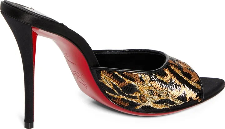 Miss Z Ocelot Sequin Silk Sandal - Image 2