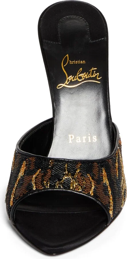 Miss Z Ocelot Sequin Silk Sandal - Image 4