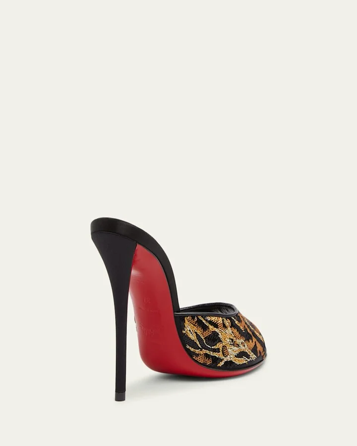 Miss Z Sequin Animal Red Sole Mules - Image 4