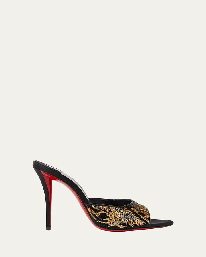 Miss Z Sequin Animal Red Sole Mules
