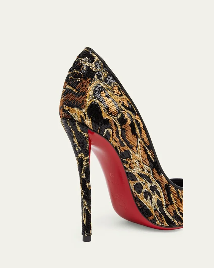 Miss Z Sequin Animal Red Sole Pumps - Image 2