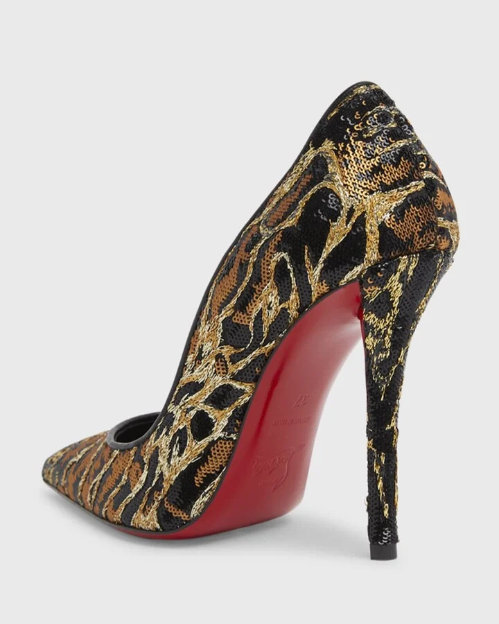 Miss Z Sequin Animal Red Sole Pumps - Image 2