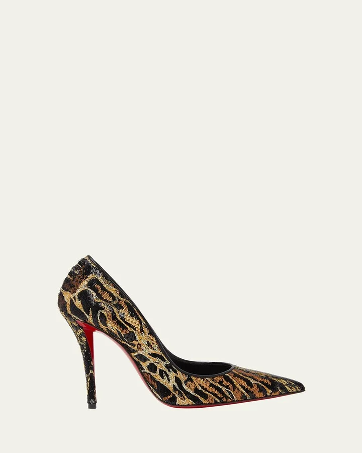 Miss Z Sequin Animal Red Sole Pumps