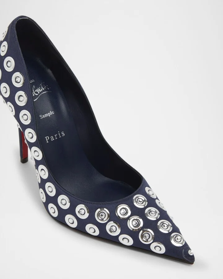Miss Z Silk Crystal Red Sole Pumps - Image 3