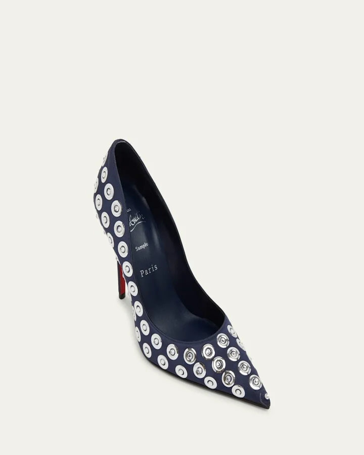 Miss Z Silk Crystal Red Sole Pumps - Image 3