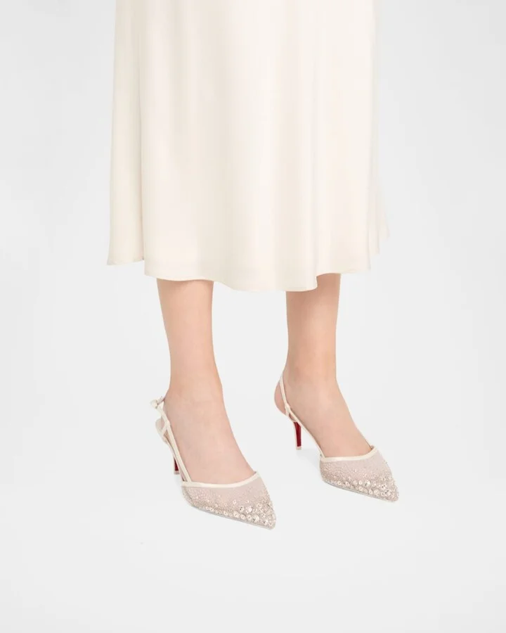 Miss Z Sparkling Red Sole Slingback Pumps - Image 3
