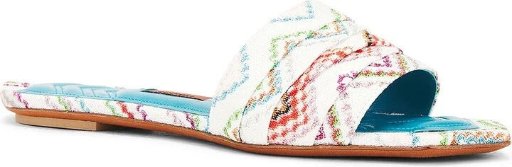 Missoni Gia Slide in White,Blue - Image 2