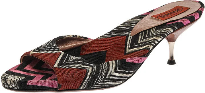 Missoni Multicolor Knit Fabric Open Toe Slip On Sandals Size 38