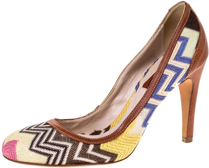 Missoni Multicolor Patterned Knit Fabric Pumps Size 38
