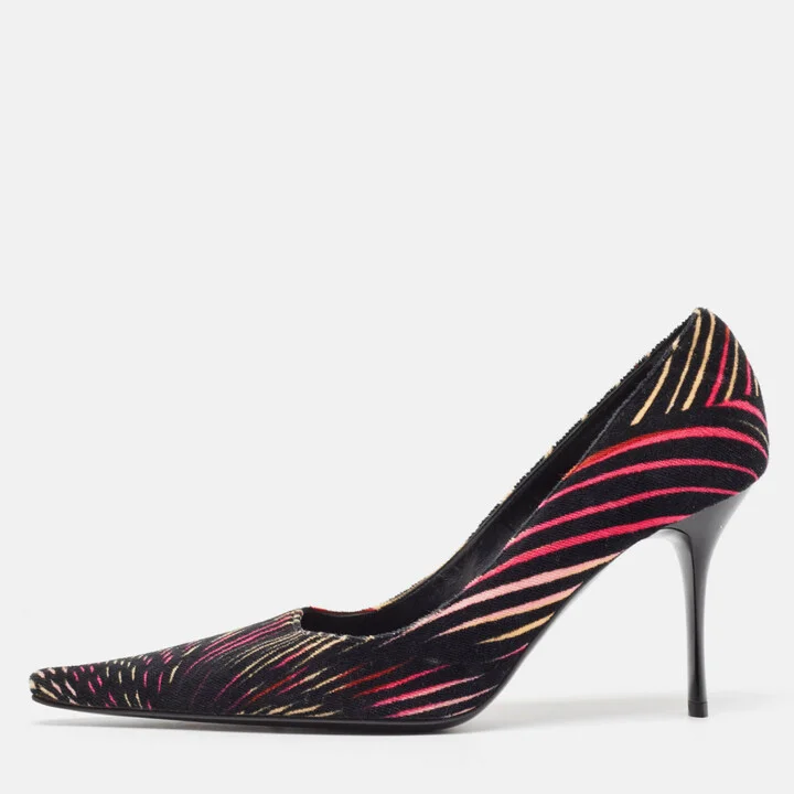 Missoni Multicolor Velvet Suede Pointed Toe Pumps Size 37