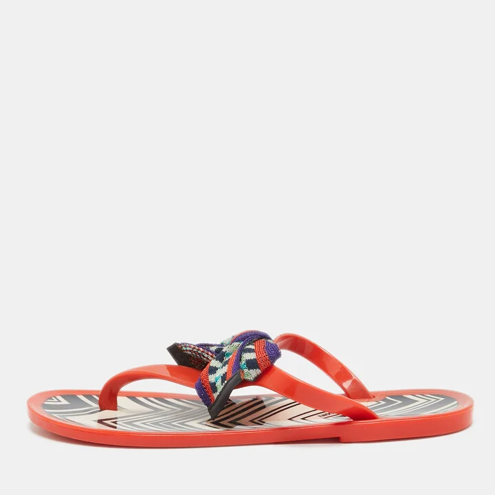 Missoni Orange Jelly Bow Thong Flat Sandals Size 37