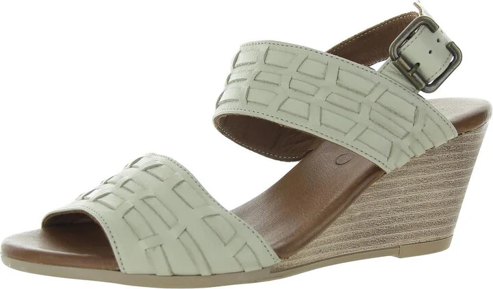 Misty Womens Buckle Leather Wedge Sandals