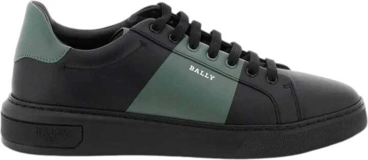 Mitty 6302765 Men's Black/Sage Calf Plain Leather Sneakers