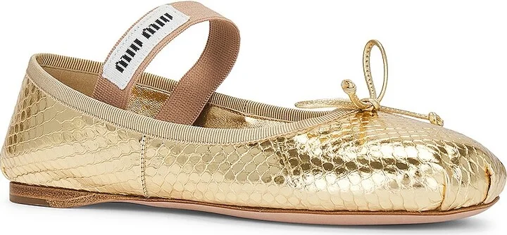 Miu Miu Ballerina in Metallic Gold - Image 2