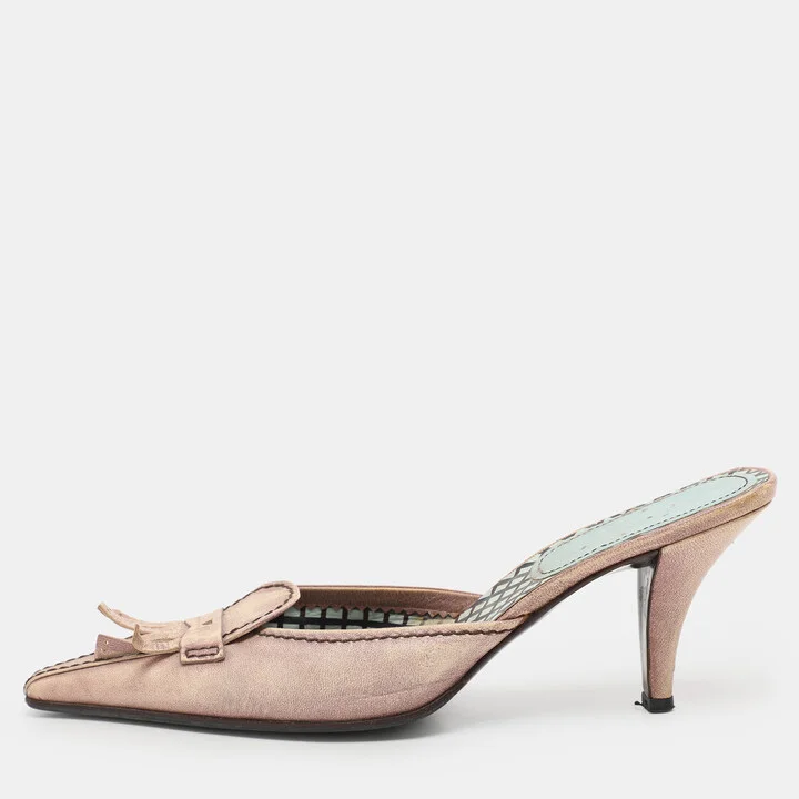 Miu Miu Beige Leather Mules Size 38.5