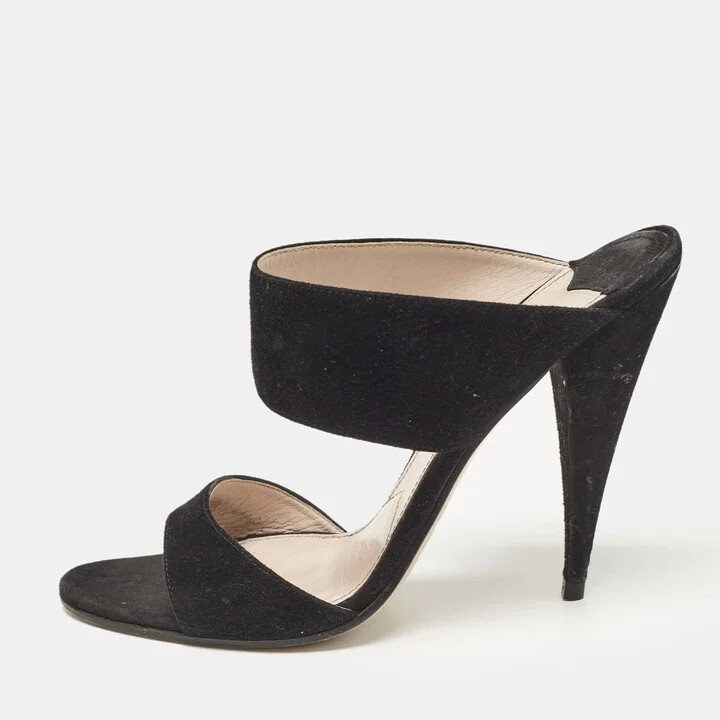 Miu Miu Black Suede Banded Sandals Size 38.5