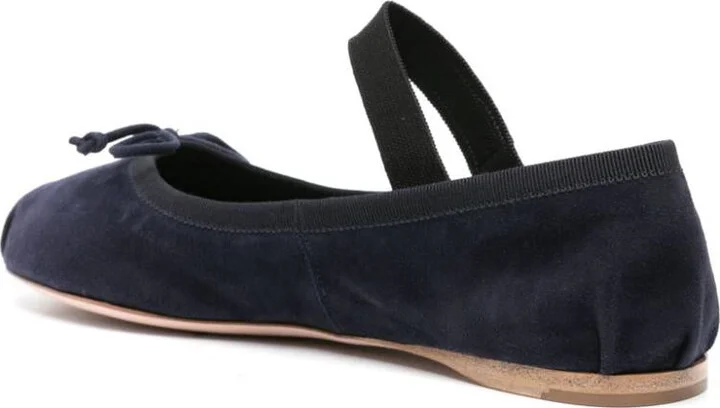 Miu Miu Bow-Detail Suede Ballerina Shoes - Image 3