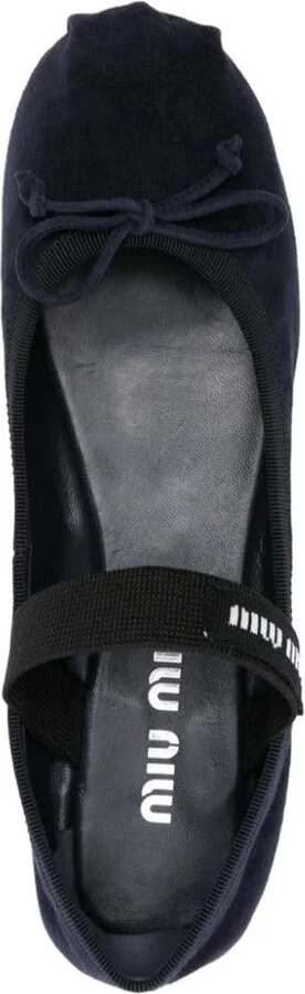 Miu Miu Bow-Detail Suede Ballerina Shoes - Image 4