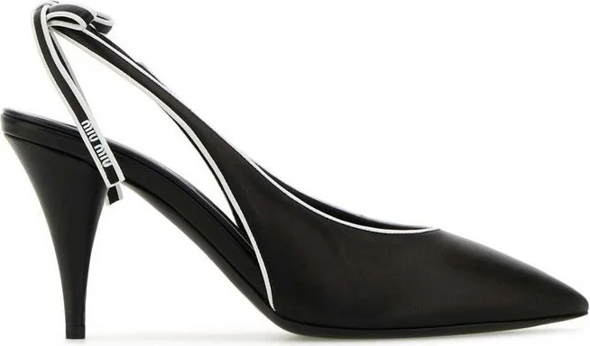 Miu Miu Bow-Detailed Pointed-Toe Slingback Pumps