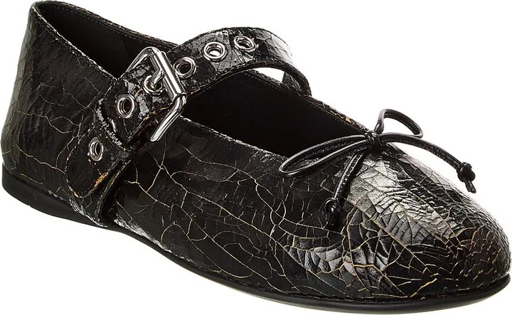 Miu Miu Bow Leather Flat
