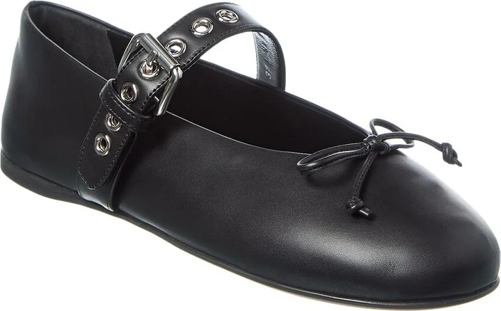 Miu Miu Bow Leather Flat