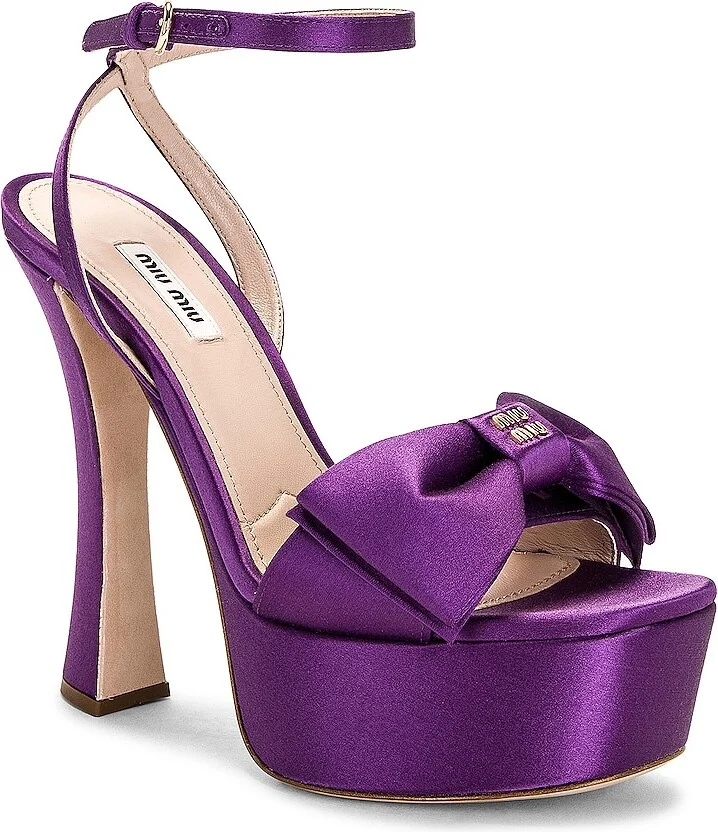 Miu Miu Bow Sandal in Purple - Image 2
