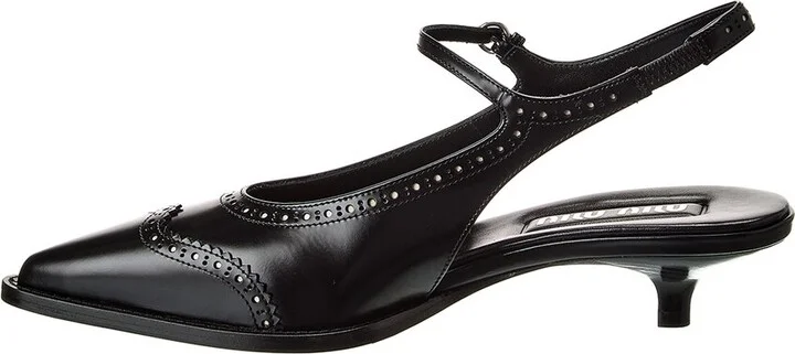Miu Miu Brogue Leather Slingback Pump - Image 2