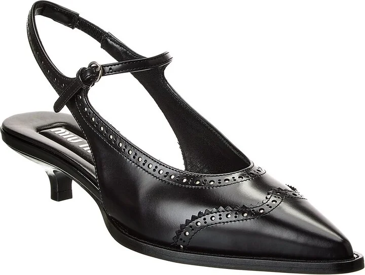Miu Miu Brogue Leather Slingback Pump