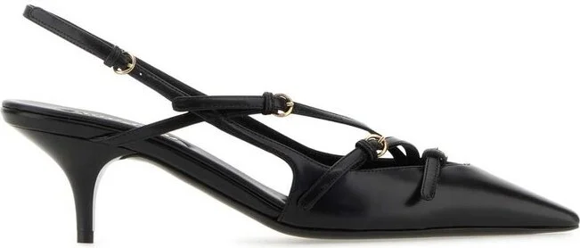 Miu Miu Buckle-Embellished Pointed Toe Slingback Pumps