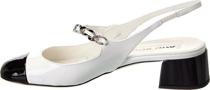 Miu Miu Chain Detail Patent Slingback Pump - Image 2