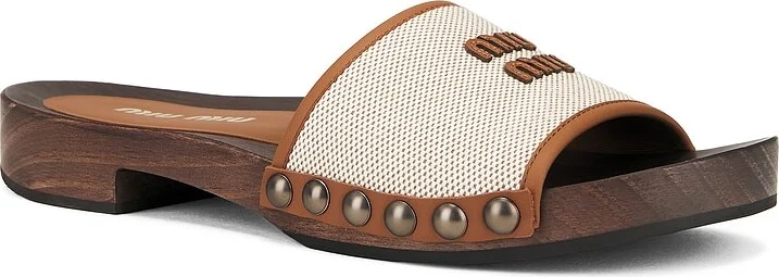 Miu Miu Clog Sandal in Neutral - Image 2