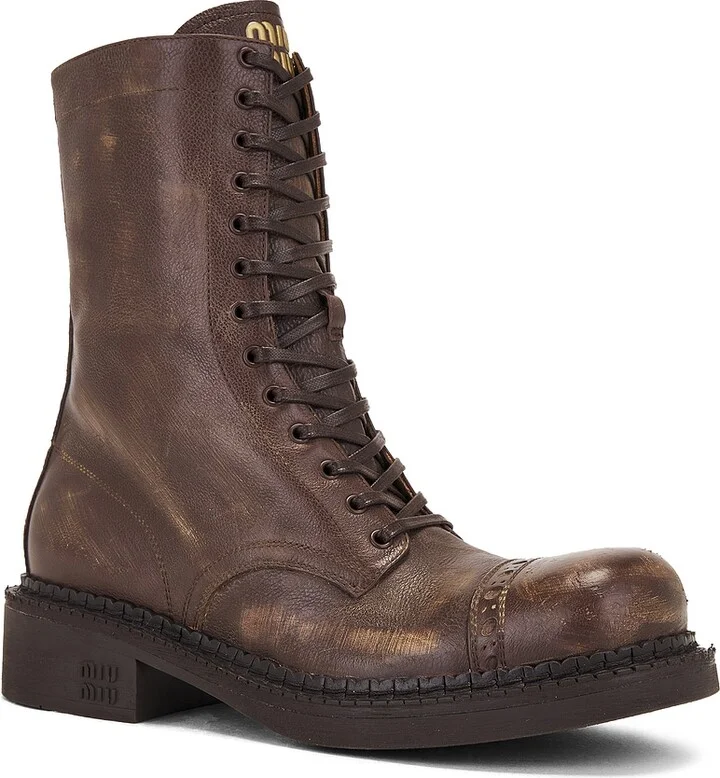 Miu Miu Combat Boot in Brown - Image 2